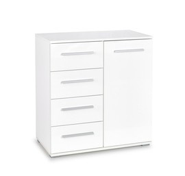 Komoda z szufladami i drzwiami biała mat / wysoki połysk 77 cm Lima