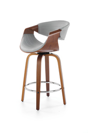 Hoker z oparciem ekoskóra szary / orzech / srebrny H123