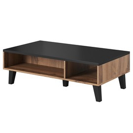 Stolik kawowy z półkami dąb wotan / czarny mat 110 x 60 cm Livorno