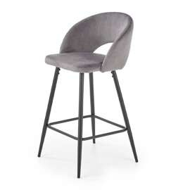 Hoker z oparciem tapicerowany szary / czarny H96