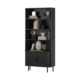 Regał do salonu jesion czarny 80 x 40 x 172 cm Loftis 