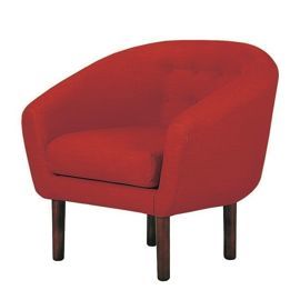 Fotel tapicerowany Tana czerwony, nóżki ciemny brąz