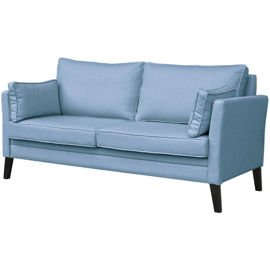 Sofa tapicerowana Holly, 3 osobowa, błękitna, nóżki czarne