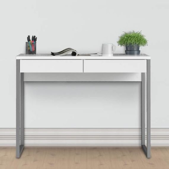Białe biurko Function, 2 szuflady, 102x40 cm, wysoki połysk 