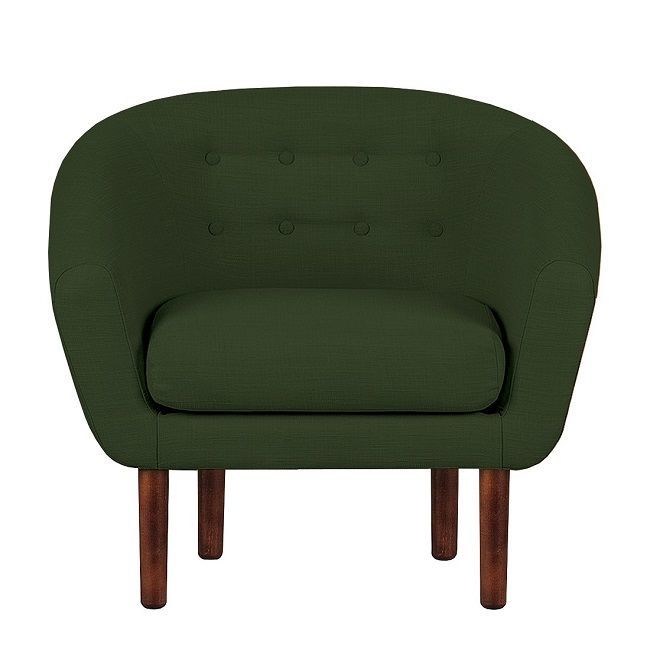 Fotel tapicerowany Tana ciemny zielony, nóżki ciemny brąz