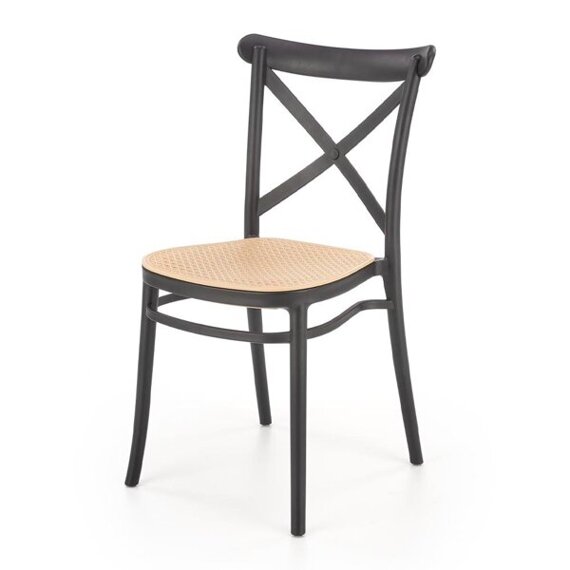Krzesło polipropylen K512 czarne, siedzisko brązowe