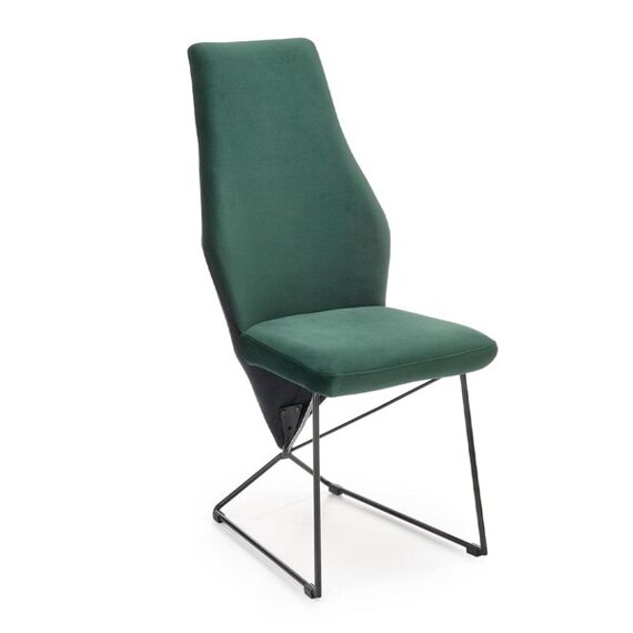 Krzesło tapicerowane K485 tkanina velvet ciemny zielony, nóżki czarne 