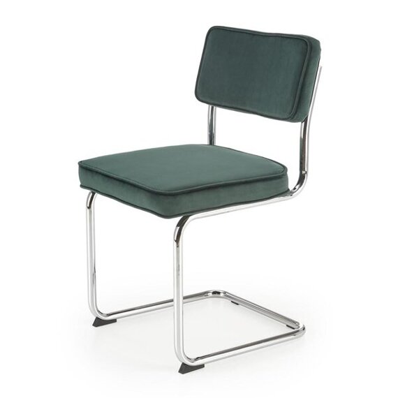 Krzesło tapicerowane K510 tkanina velvet ciemny zielony, płoza stal chromowana
