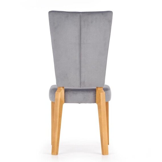 Krzesło tapicerowane Rois popielate, drewno lite bukowe dąb miodowy 