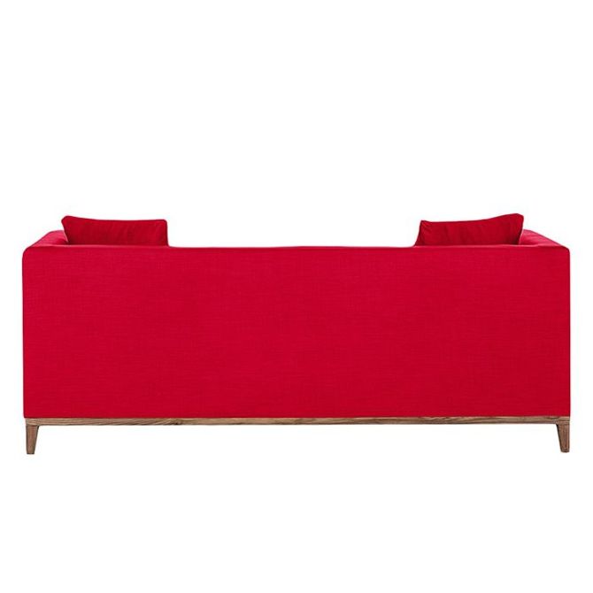 Sofa tapicerowana Lily, 3 osobowa, tkanina Turin czerwona, nóżki orzech