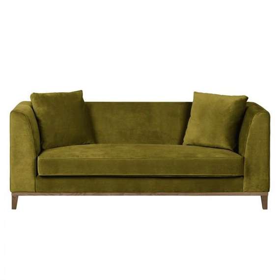 Sofa tapicerowana Lily, 3 osobowa, zielona, nóżki dąb olejowany