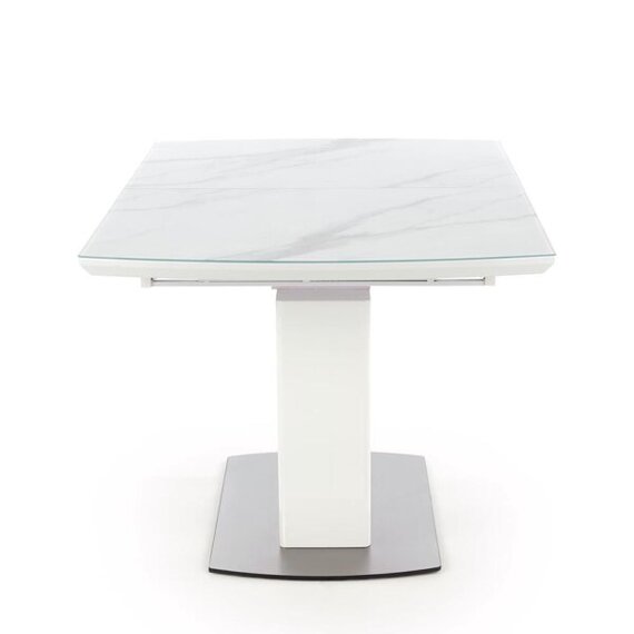 Stół rozkładany Blanco 160-200x90x76 cm, blat biały marmur, podstawa biała