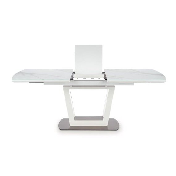Stół rozkładany Blanco 160-200x90x76 cm, blat biały marmur, podstawa biała