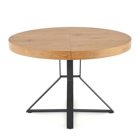 Stół rozkładany Mercy 120-160x120x76 cm,blat dąb złoty, nogi czarny